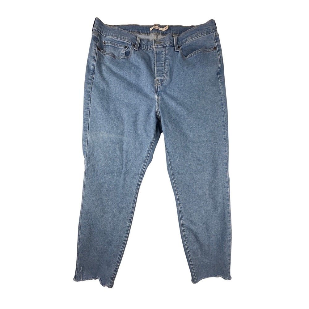 Levis Wedgie Skinny Jeans Womens 18W High Rise Button Fly Light Wash Raw Hem